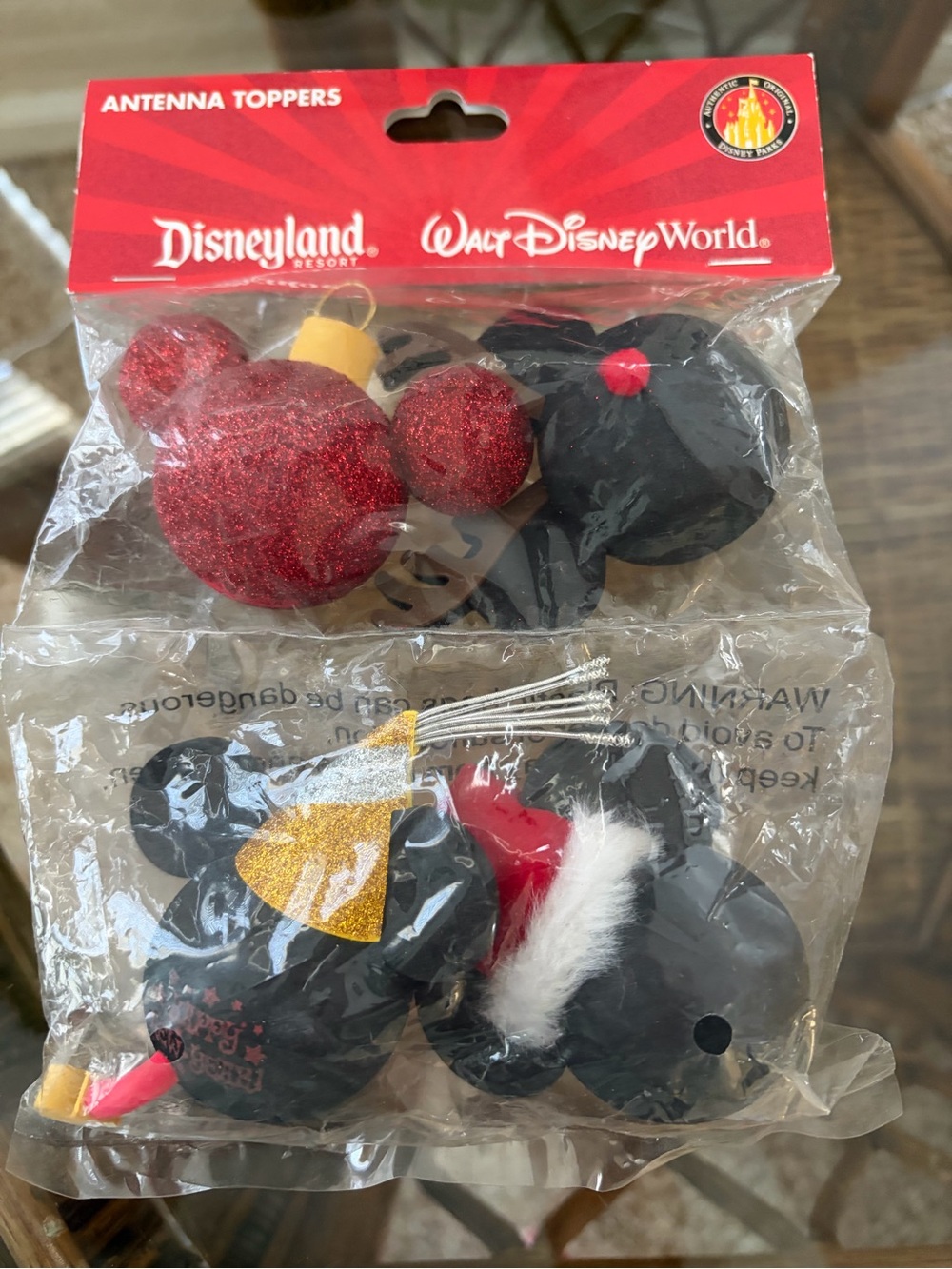 Disney Antenna Holiday Toppers Set - Red, Black & Gold Accents - New in package.